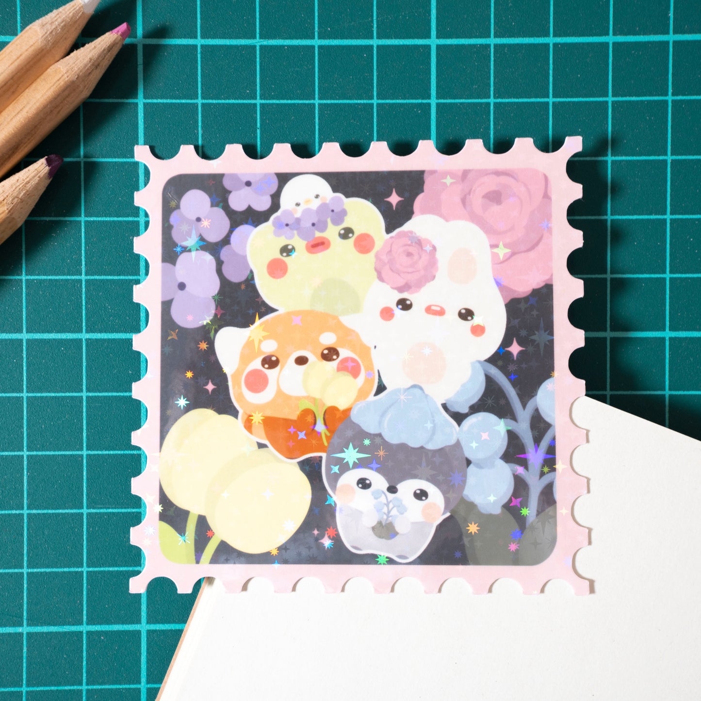 Garden Party Stamp Holo Vinyl Sticker