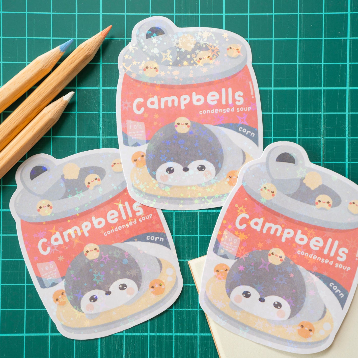 Penguin Campbell's Corn Soup Holo Vinyl Sticker