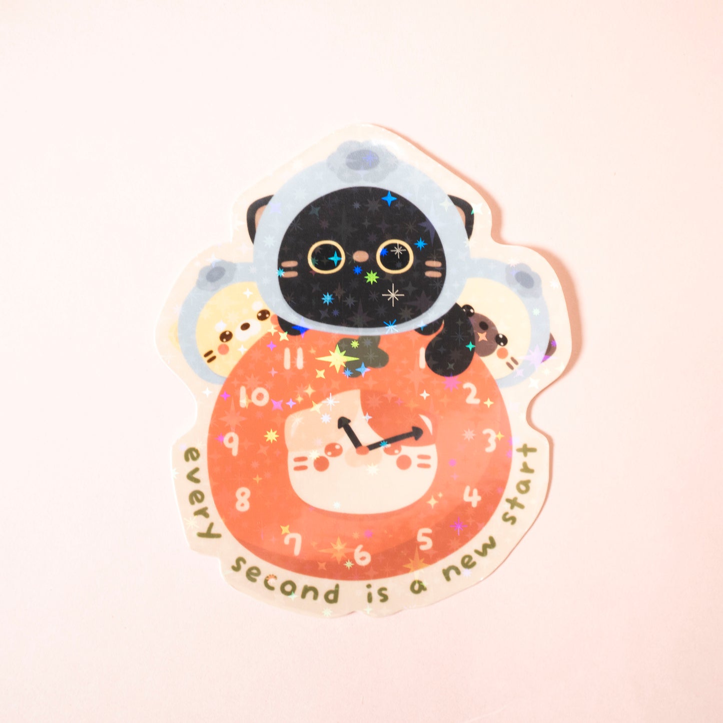 The Cat Ass & The Tomato Clock Holo Vinyl Sticker