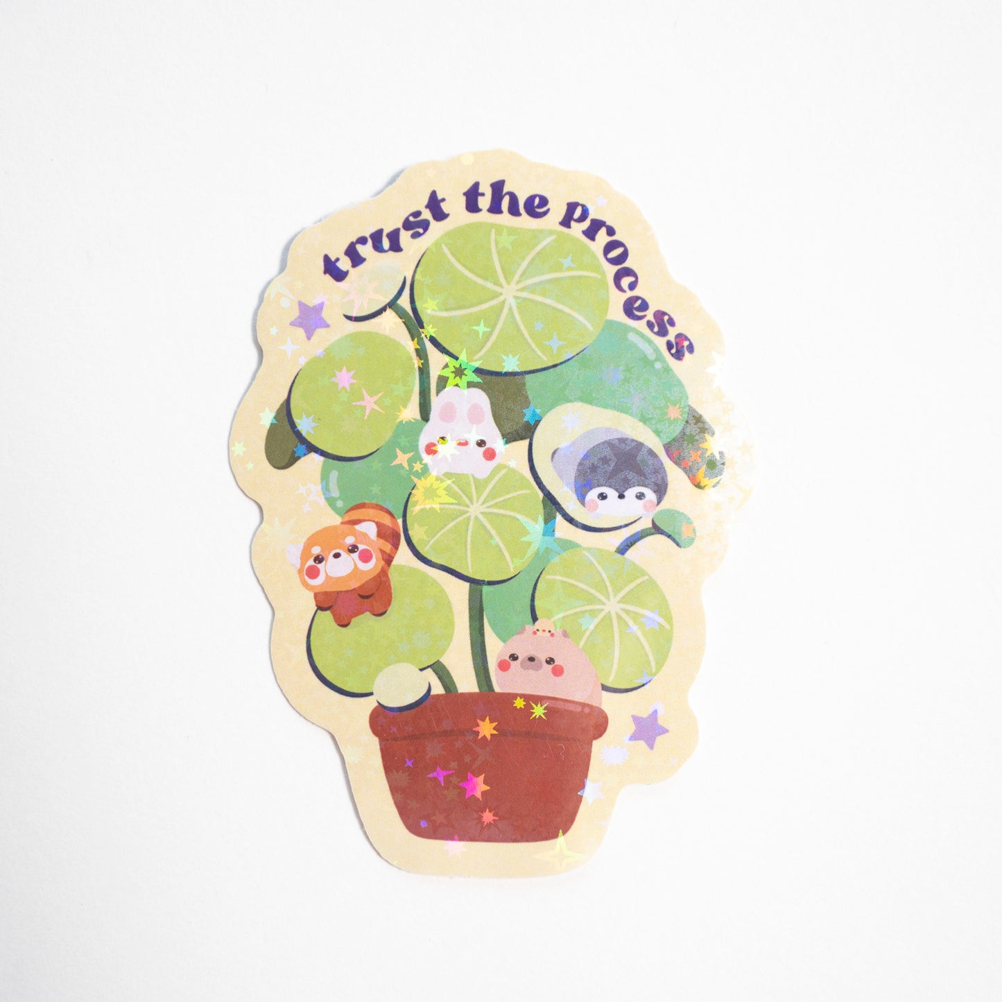 Thrive & Trust The Process Potted Plant Holo Vinyl Sticker