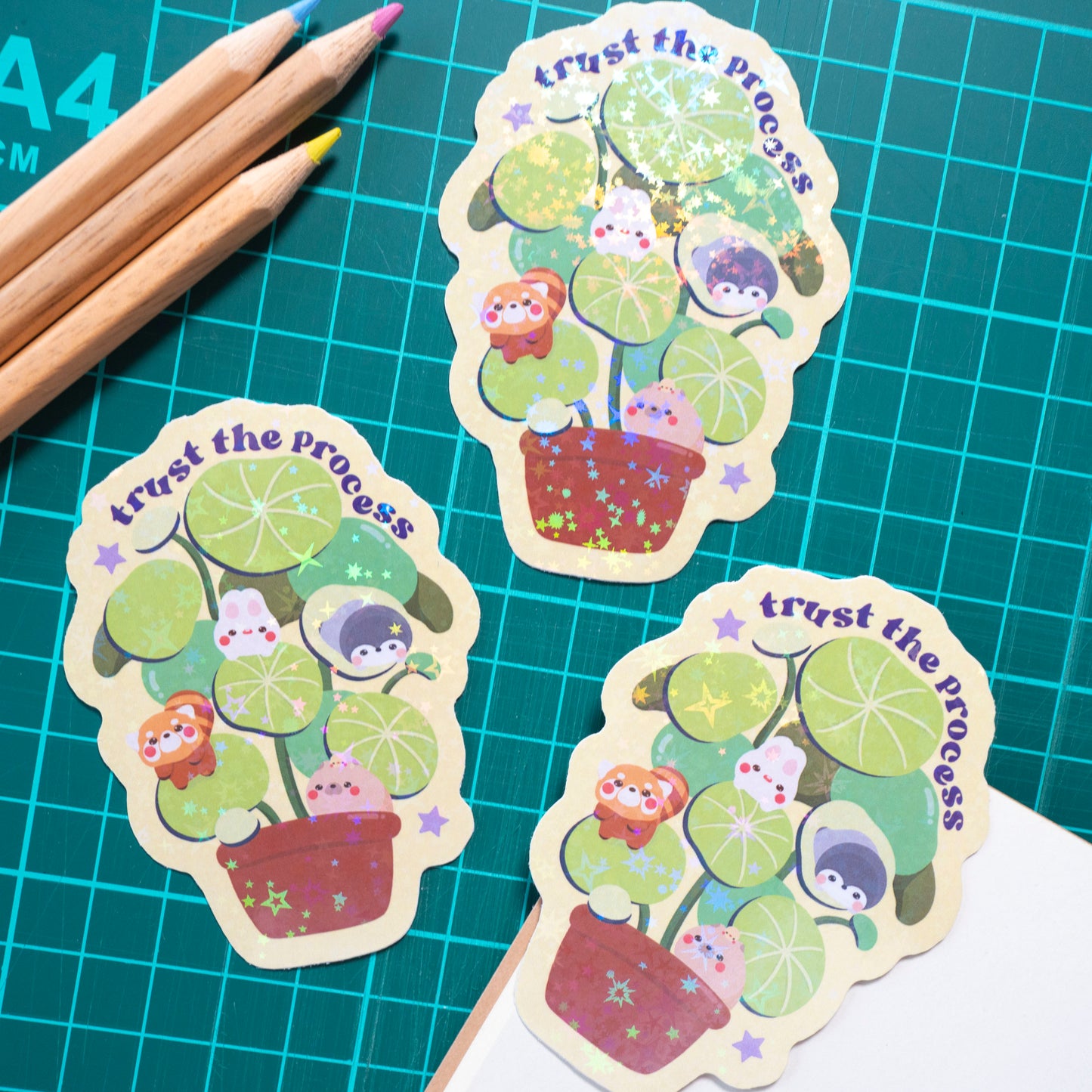 Thrive & Trust The Process Potted Plant Holo Vinyl Sticker